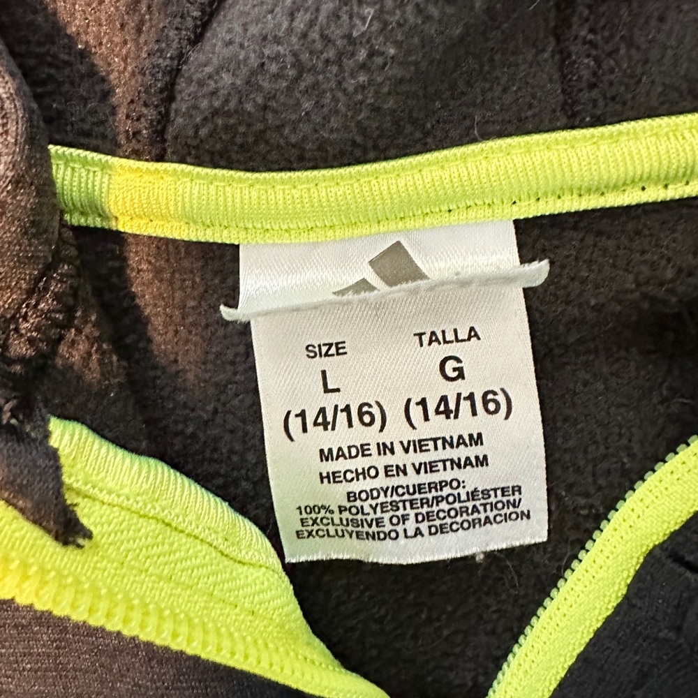 Adidas Boys Zip Up Hoodie Size L 14/16 - Picture 2 of 2